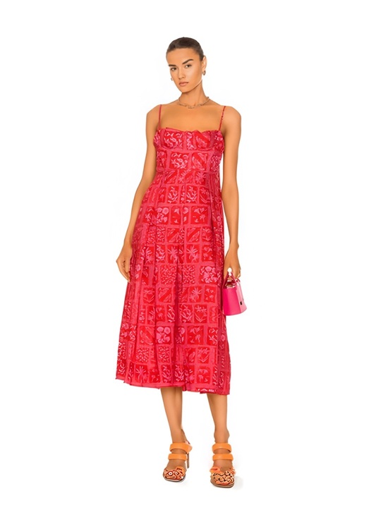 Agua By Agua Bendita Mambo Linen Floral Midi 
Dress Sz L MSRP $750 - Picture 3 of 10